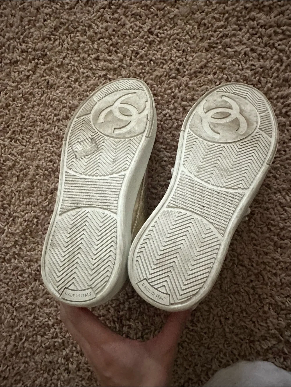 chanel gold sneakers size 37.5